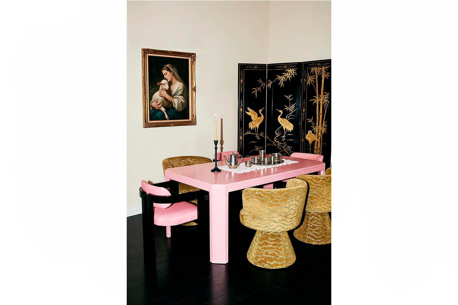 Acento Dining Table Pink Lacquer
