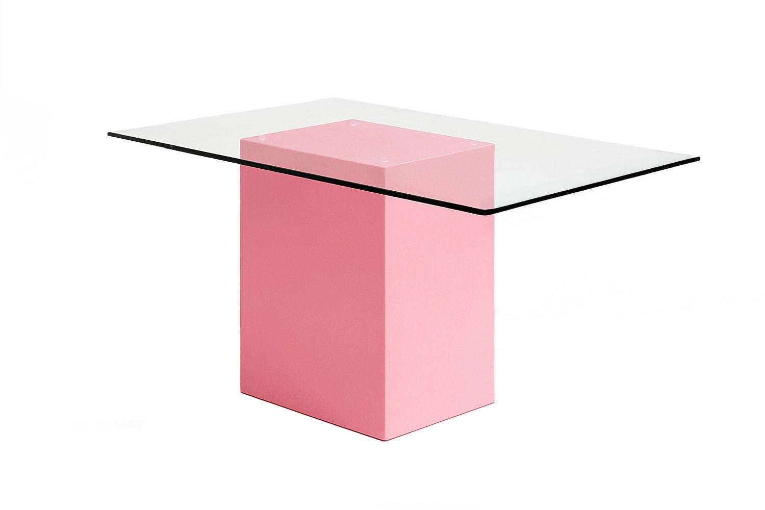 Aire Dining Table Glass & Pink Lacquer