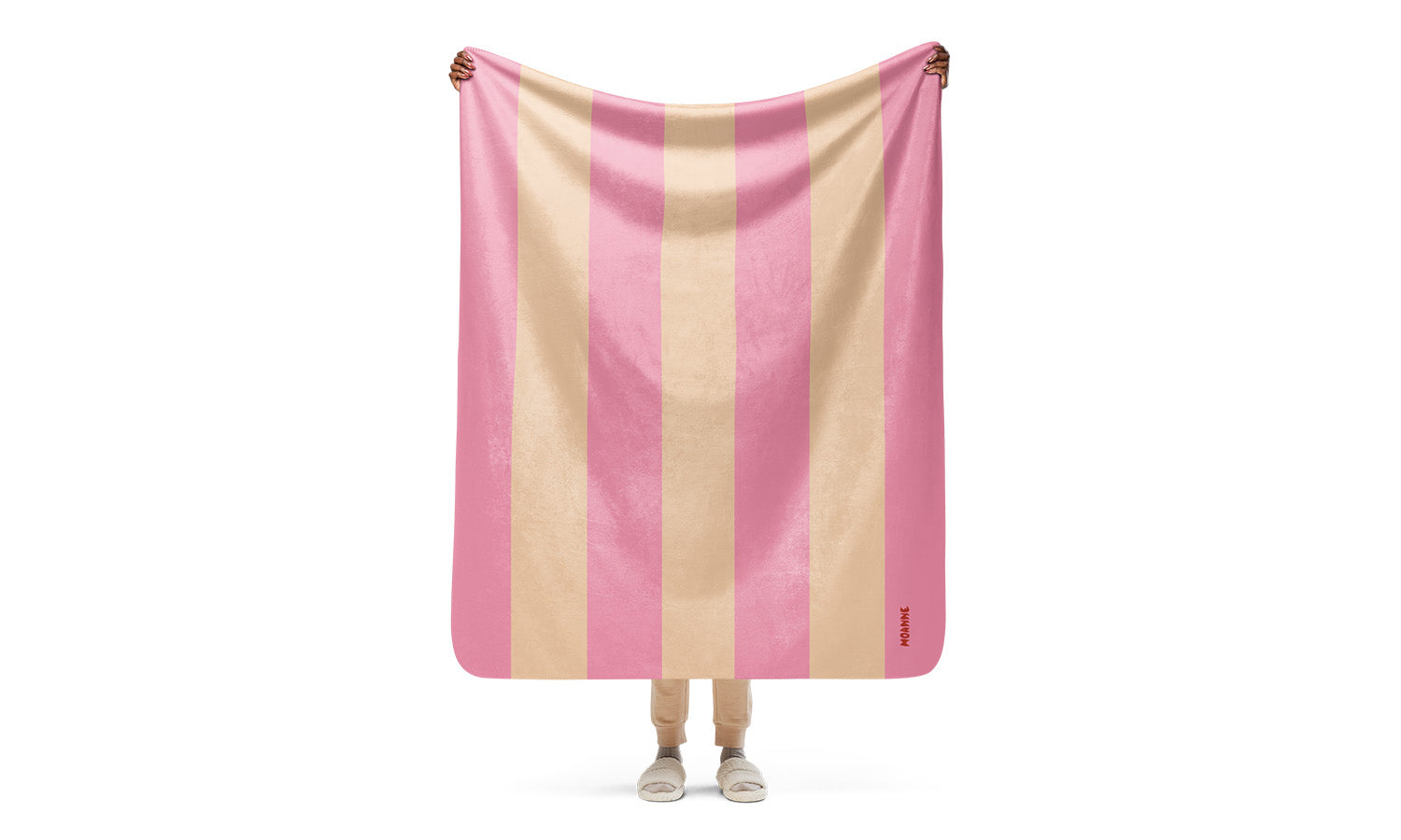 Manta Boreal a Rayas Beige/Rosa