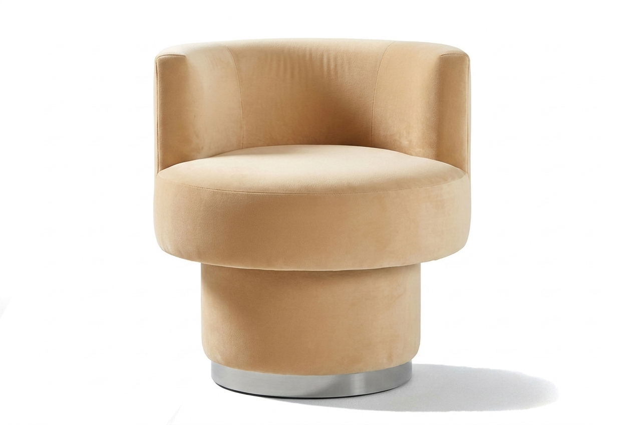 Caos Swivel Chair Creme Velvet Chrome