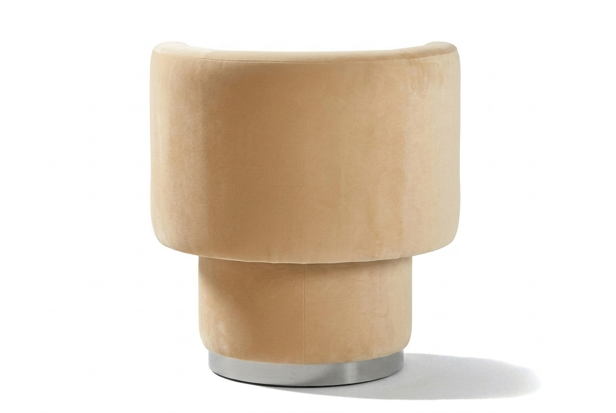 Caos Swivel Chair Creme Velvet Chrome