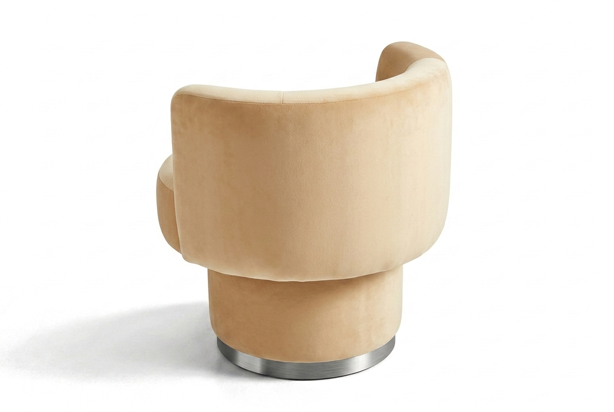 Caos Swivel Chair Creme Velvet Chrome