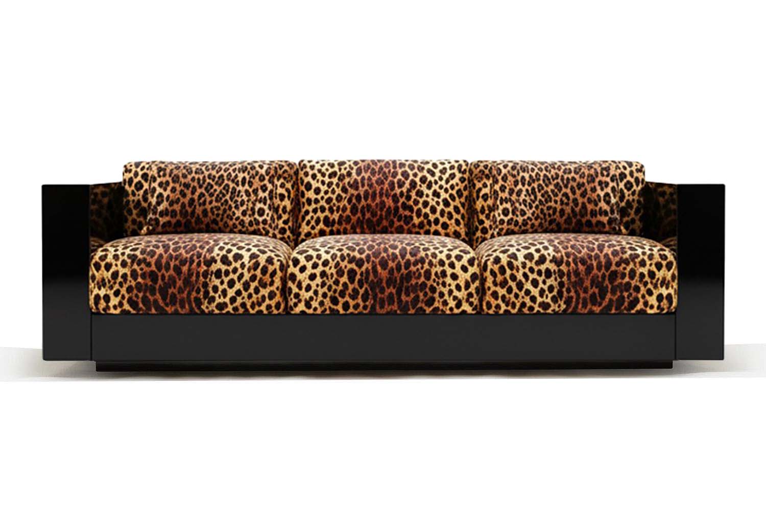 Revolución Sofa Leopard Velvet Black Lacquer