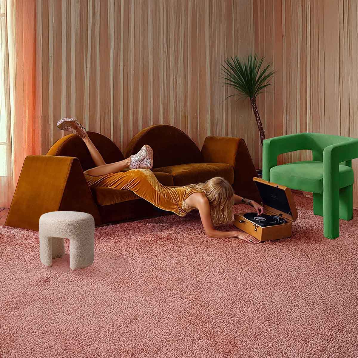 Amanecer Sofa Brown Velvet