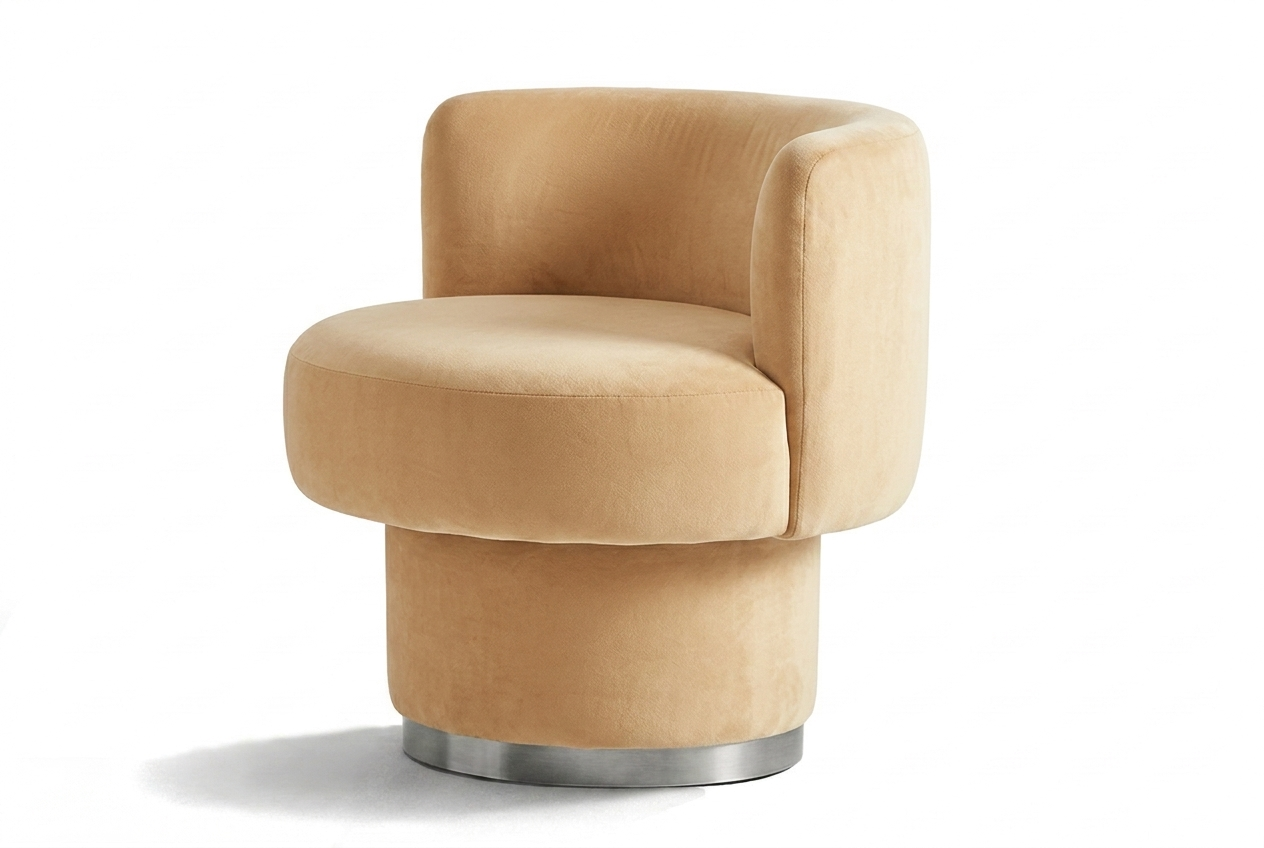 Caos Accent Chair Creme Velvet Chrome