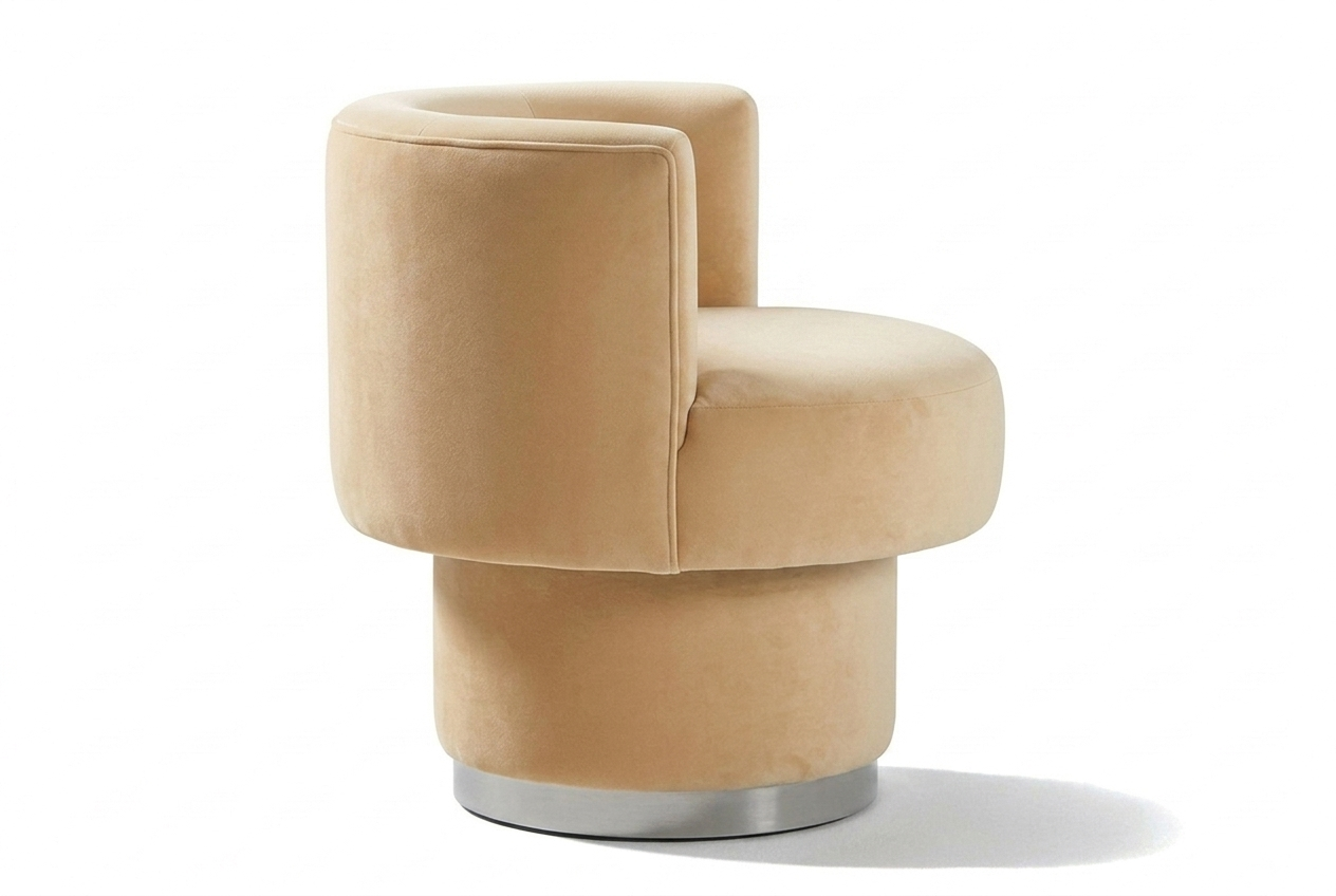 Caos Swivel Chair Creme Velvet Chrome