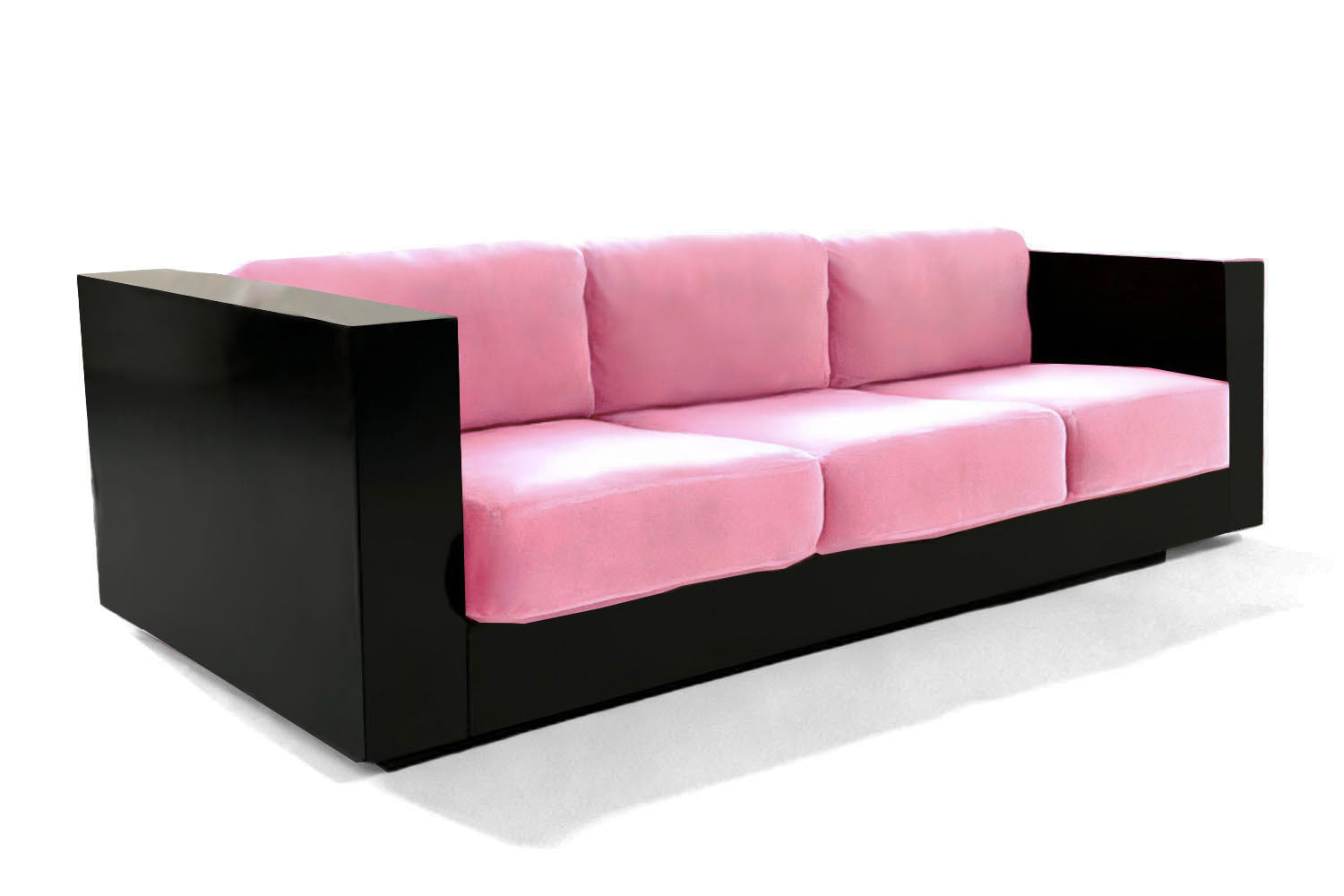 Revolución Sofa Pink Velvet Black Lacquer