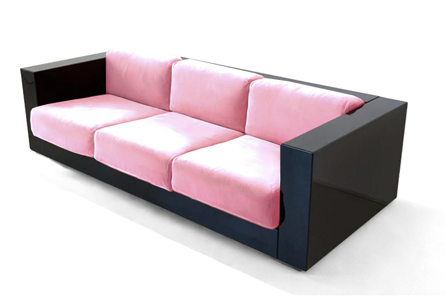 Revolución Sofa Pink Velvet Black Lacquer