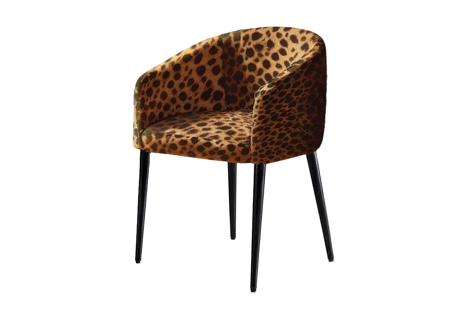 Utopía Dining Chair Leopard Furry Velvet Black Legs