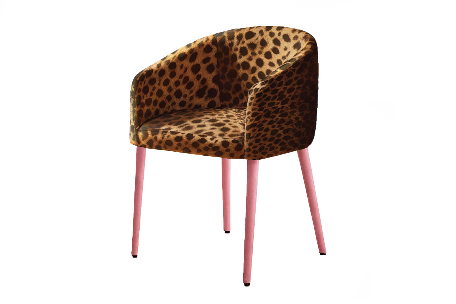 Utopía Dining Chair Leopard Furry Velvet Pink Legs