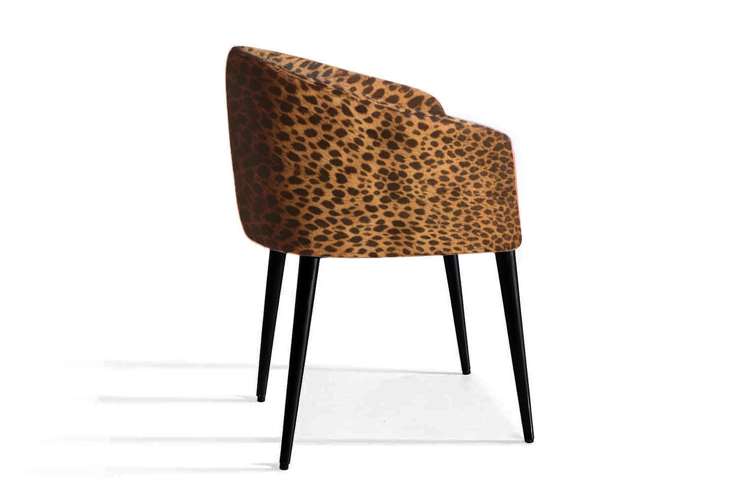 Utopía Dining Chair Leopard Furry Velvet Black Legs