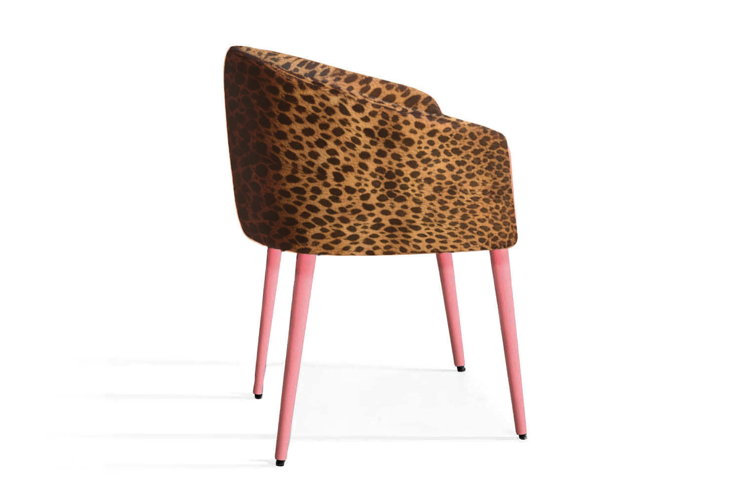 Utopía Dining Chair Leopard Furry Velvet Pink Legs