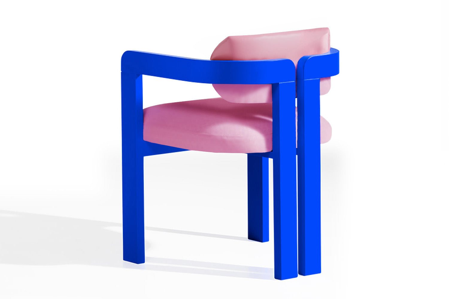 Vértigo Dining Chair Pink Velvet Blue Legs