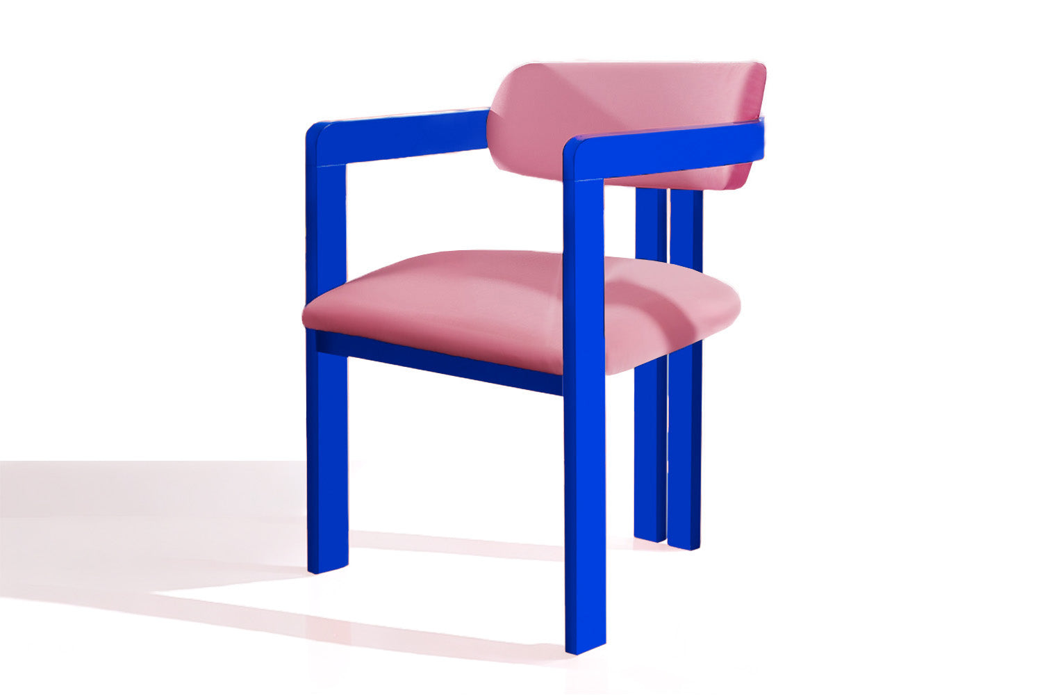 Vértigo Dining Chair Pink Velvet Blue Legs